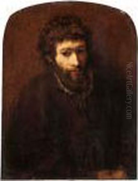 Portrait Of A Bearded Man, Half Length, Wearing Brown Oil Painting by Harmenszoon van Rijn Rembrandt