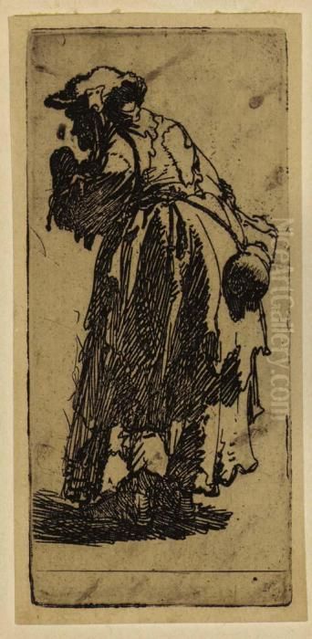 Old Beggar Woman With A Gourd Oil Painting by Harmenszoon van Rijn Rembrandt