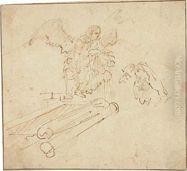 The Angel Appearing To The Two Marys At The Tomb Oil Painting by Harmenszoon van Rijn Rembrandt