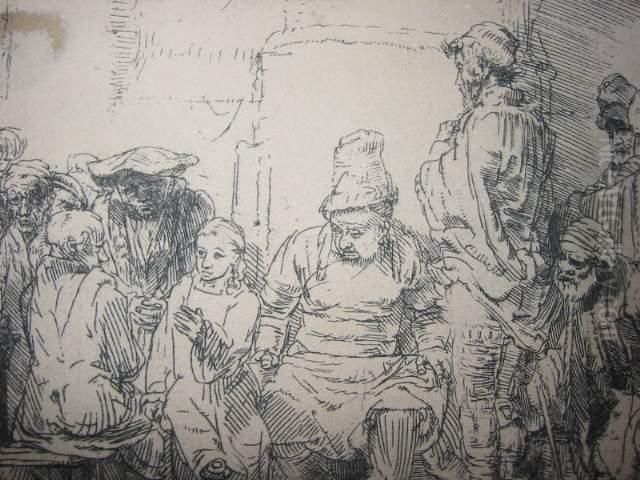 Chirst Seated Disputing With The Doctors Oil Painting by Harmenszoon van Rijn Rembrandt