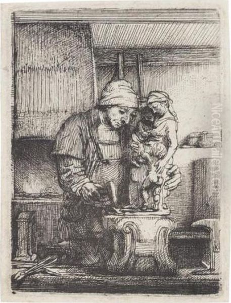 The Goldsmith (bartsch, Hollstein 123; Hind 285; Bjorklund & Barnard 55-d) Oil Painting by Harmenszoon van Rijn Rembrandt