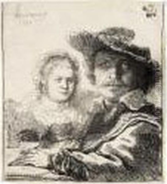 Self Portrait With Saskia (b., Holl.19; H.144; Bb.36-a) Oil Painting by Harmenszoon van Rijn Rembrandt