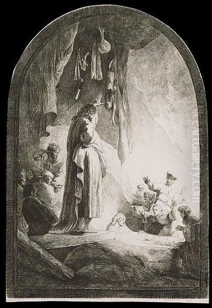 The Raising Of Lazarus: The Larger Plate (bartsch 73) Oil Painting by Harmenszoon van Rijn Rembrandt