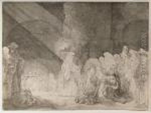 The Presentation In The Temple: Oblong Print Oil Painting by Harmenszoon van Rijn Rembrandt