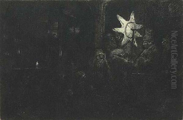 The Star Of Kings: A Night Piece. Oil Painting by Harmenszoon van Rijn Rembrandt