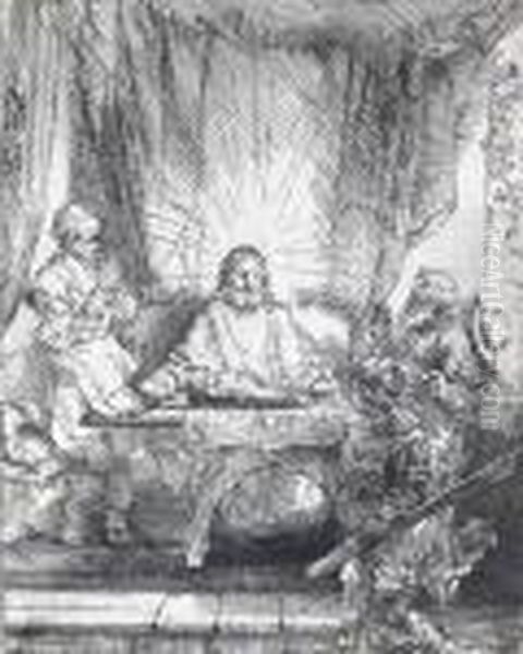Christus In Emmaus. Oil Painting by Harmenszoon van Rijn Rembrandt