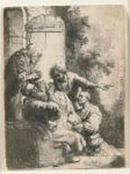 Joseph's Coat Brought To Jacob (b., Holl. 38; H. 104; Bb. 31-1) Oil Painting by Harmenszoon van Rijn Rembrandt