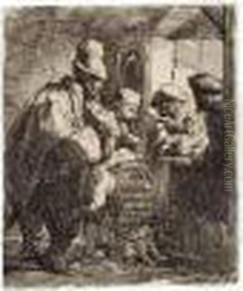 The Strolling Musicians (b., Holl.119; H.142; Bb.35-8) Oil Painting by Harmenszoon van Rijn Rembrandt