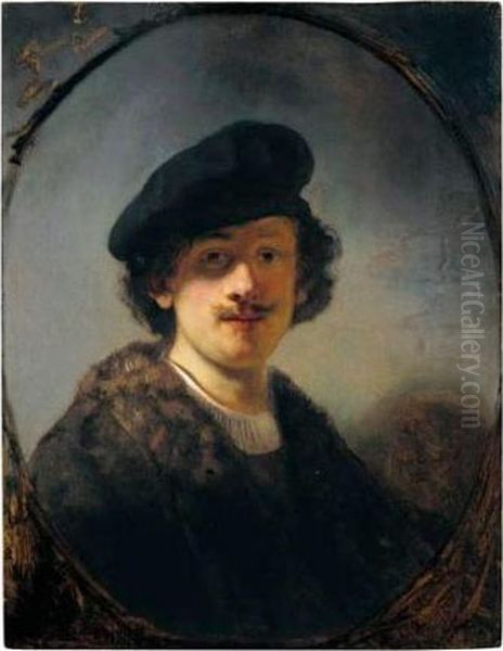 Self-portrait With Shaded Eyes Oil Painting by Harmenszoon van Rijn Rembrandt