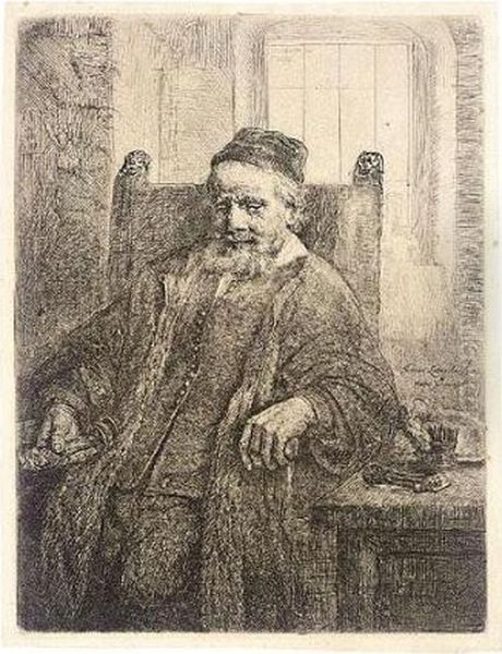 Jan Lutma, Goldsmith (b., Holl.276; H.290; Bb.56-c) Oil Painting by Harmenszoon van Rijn Rembrandt
