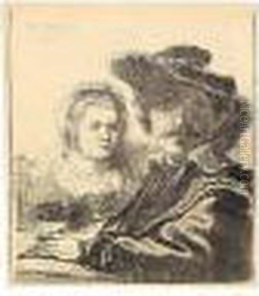 Self Portrait With Saskia (bartsch, Hollstein 19; Hind 19; Bjorklund & Barnard 36-a) Oil Painting by Harmenszoon van Rijn Rembrandt
