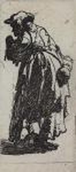 Old Beggar Woman With A Gourd Oil Painting by Harmenszoon van Rijn Rembrandt