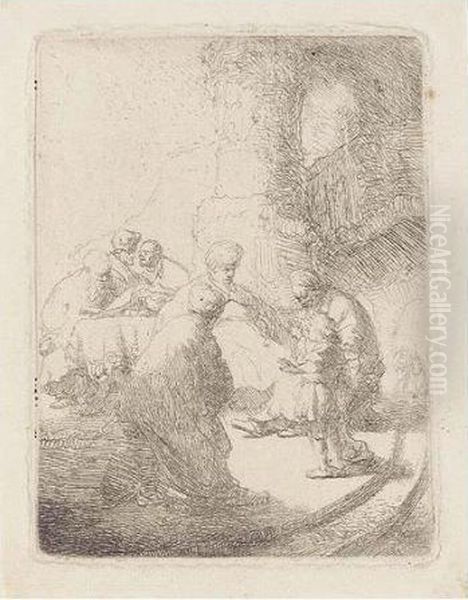 Christ Disputing With The Doctors: Small Plate (b., Holl.66; H.20; Bb.30-d) Oil Painting by Harmenszoon van Rijn Rembrandt