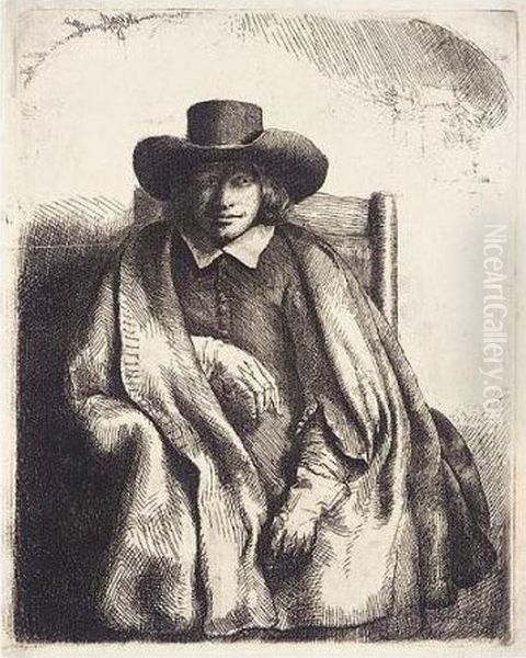 Clement De Jonghe, Printseller (b., Holl.272; H.251; Bb.51-c) Oil Painting by Harmenszoon van Rijn Rembrandt