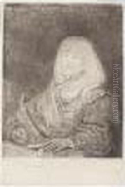 Man At A Desk Wearing A Cross And Chain (b., Holl.261; H.189; Bb.41-l) Oil Painting by Harmenszoon van Rijn Rembrandt