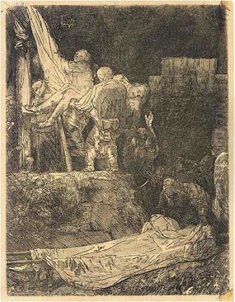 The Descent From The Cross By Torchlight (b., Holl.83; H. 280; Bb.54-g) Oil Painting by Harmenszoon van Rijn Rembrandt