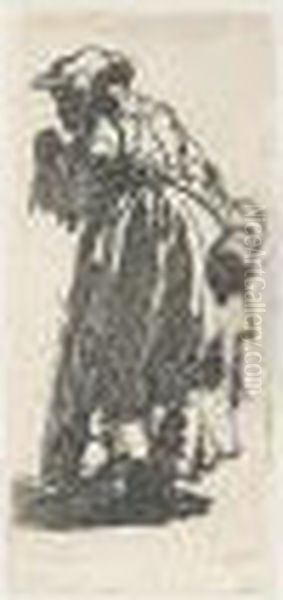 Old Beggar Woman With A Gourd (b., Holl.168; H.80; Bb.30-16) Oil Painting by Harmenszoon van Rijn Rembrandt