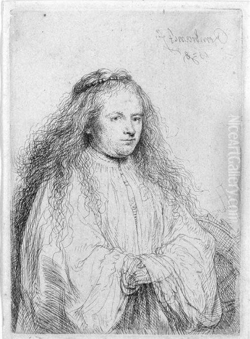 The Little Jewish Bride (saskia As St. Catherine) (b., Holl, 342; H. 154; Bb. 38-a) Oil Painting by Harmenszoon van Rijn Rembrandt