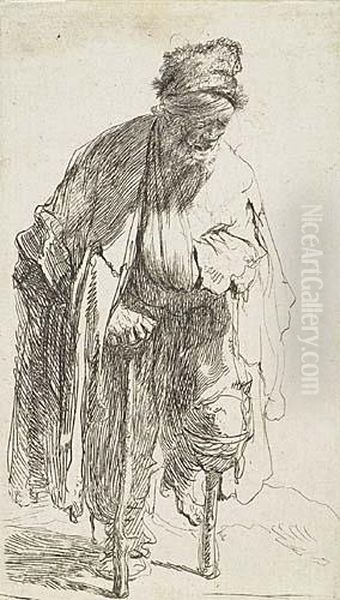 Old Man With A Flowing Beard: Bust Oil Painting by Harmenszoon van Rijn Rembrandt