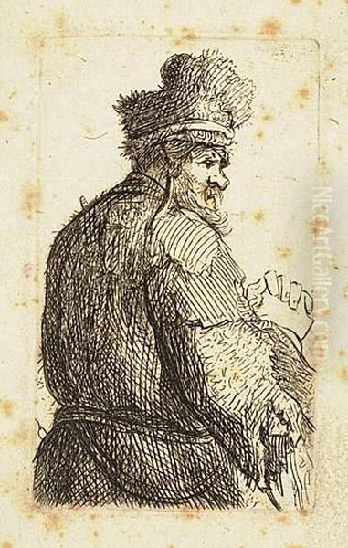 Old Man Seen From Behind, Profile To Right Oil Painting by Harmenszoon van Rijn Rembrandt