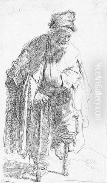 Beggar With A Wooden Leg (b., Holl.179; H.12; Bb.30-4) Oil Painting by Harmenszoon van Rijn Rembrandt