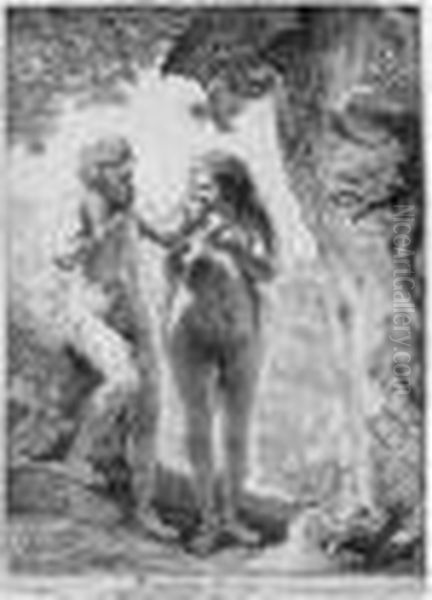 Adam And Eve (bartsch, Hollstein 28; Hind 159; Bjorklund & Barnard 38-d) Oil Painting by Harmenszoon van Rijn Rembrandt