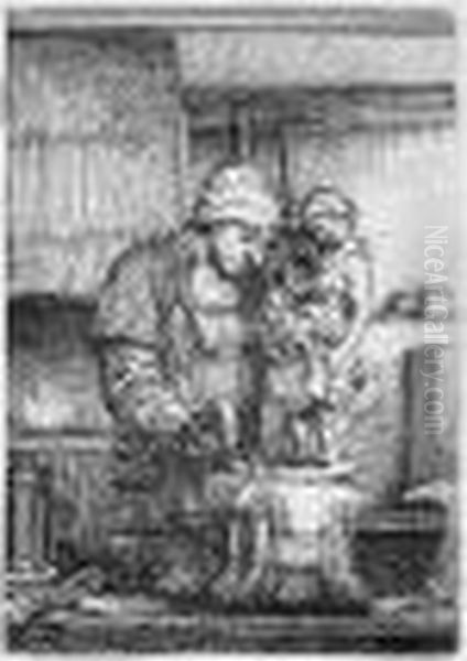 The Goldsmith (b., Holl.123; H.285; Bb.55-d) Oil Painting by Harmenszoon van Rijn Rembrandt