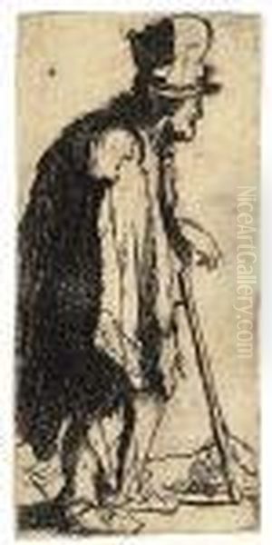 Beggar With A Crippled Hand Leaning On A Stick Oil Painting by Harmenszoon van Rijn Rembrandt