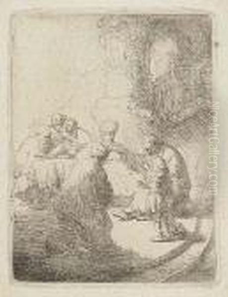 Christ Disputing With The Doctors: Small Plate Oil Painting by Harmenszoon van Rijn Rembrandt