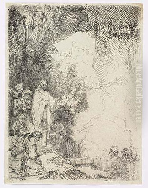 The Raising Of Lazarus: Small Plate Oil Painting by Harmenszoon van Rijn Rembrandt