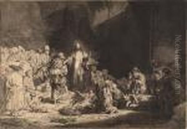 Christ Preaching (the Hundred Guilder Print) Oil Painting by Harmenszoon van Rijn Rembrandt
