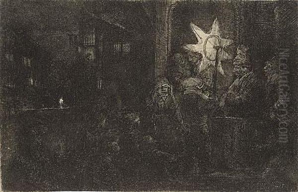 The Star Of The Kings: A Night Piece Oil Painting by Harmenszoon van Rijn Rembrandt