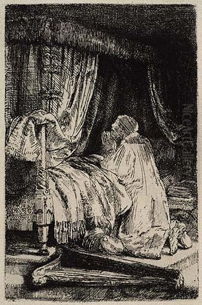 David At Prayer Oil Painting by Harmenszoon van Rijn Rembrandt