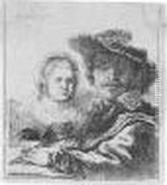 Self Portrait With Saskia (b., Holl.19; Hind 144; Bjorklund & Barnard 36-a) Oil Painting by Harmenszoon van Rijn Rembrandt