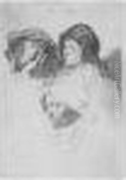 Three Heads Of Women: One Asleep (b., Holl.368; H.152; Bb.37-d) Oil Painting by Harmenszoon van Rijn Rembrandt