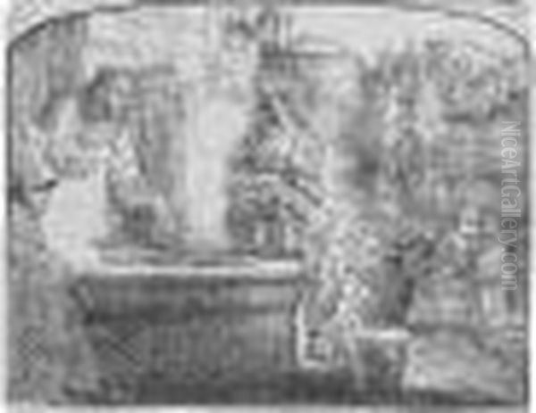 Christ And The Woman Of Samaria (b., Holl.70; H.294; Bb.57-b) Oil Painting by Harmenszoon van Rijn Rembrandt