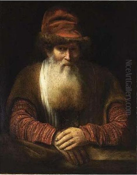A Bearded Old Man Wearing A Fur-lined Hat Oil Painting by Harmenszoon van Rijn Rembrandt