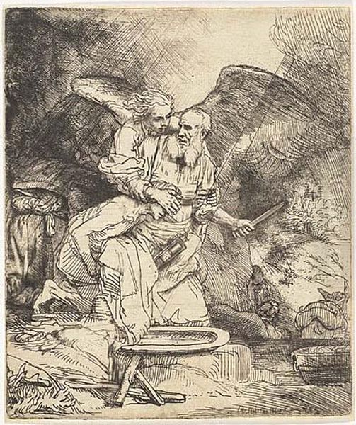 Abraham's Sacrifice<</b> Oil Painting by Harmenszoon van Rijn Rembrandt