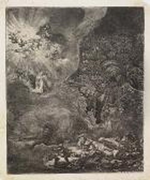 The Angel Appearing To The Shepherds<</b> Oil Painting by Harmenszoon van Rijn Rembrandt