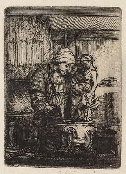 The Goldsmith<</b> Oil Painting by Harmenszoon van Rijn Rembrandt