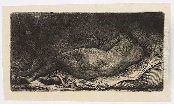 Negress Lying Down<</b> Oil Painting by Harmenszoon van Rijn Rembrandt