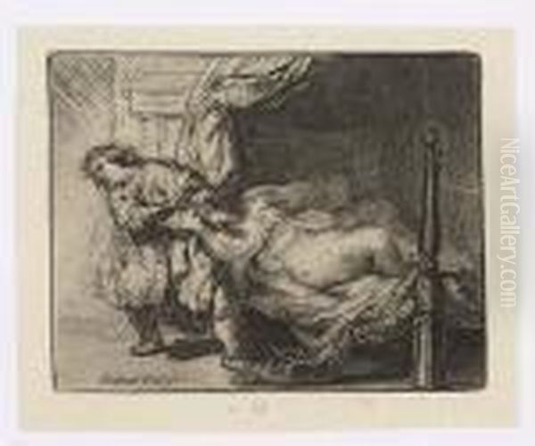 Joseph And Potiphar's Wife<</b> Oil Painting by Harmenszoon van Rijn Rembrandt