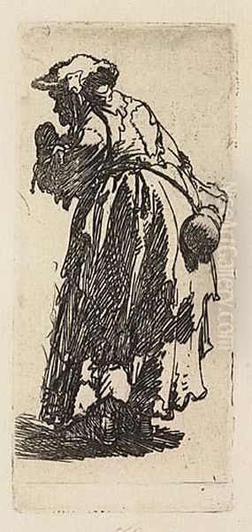 Old Beggar Woman With A Gourd<</b> Oil Painting by Harmenszoon van Rijn Rembrandt