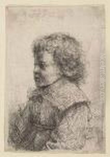 Portrait Of A Boy, In Profile<</b> Oil Painting by Harmenszoon van Rijn Rembrandt
