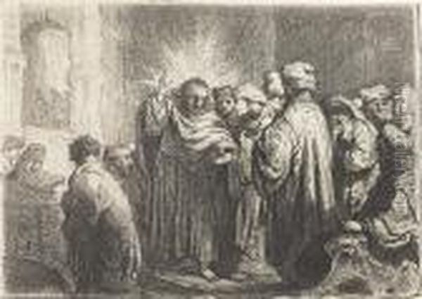 The Tribute Money<</b> Oil Painting by Harmenszoon van Rijn Rembrandt