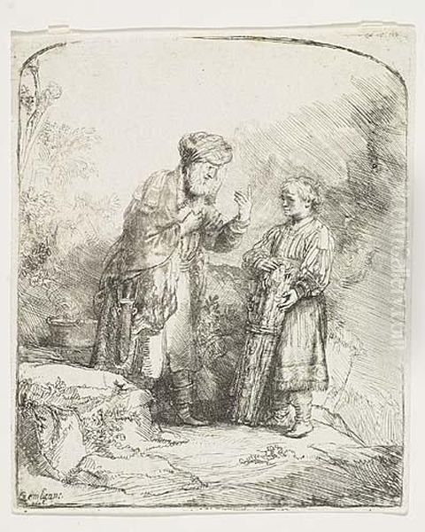 Abraham And Isaac<</b> Oil Painting by Harmenszoon van Rijn Rembrandt