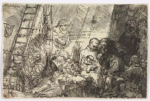 The Circumcision In The Stable<</b> Oil Painting by Harmenszoon van Rijn Rembrandt