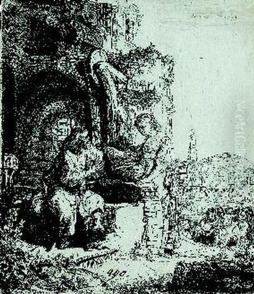 Christus Und Die Samariterin. Oil Painting by Harmenszoon van Rijn Rembrandt