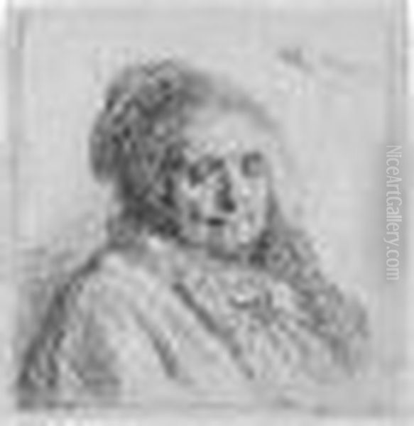 Artist's Mother, Head And Bust: Three-quarters Right (b., Holl.354; H.1; Bb.28-a) Oil Painting by Harmenszoon van Rijn Rembrandt