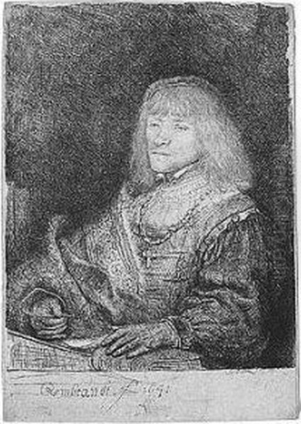 Man At A Desk Wearing A Cross And Chain (b., Holl.261; H.189; Bb.41-l) Oil Painting by Harmenszoon van Rijn Rembrandt